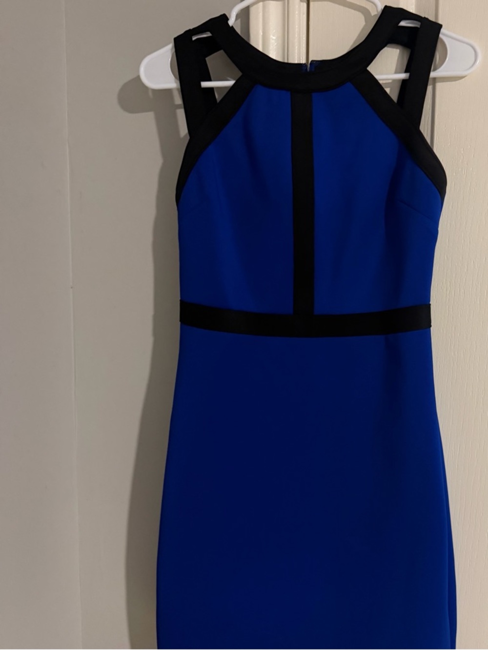 Guess Royal Blue Midi Sheath Dress with Black Trim